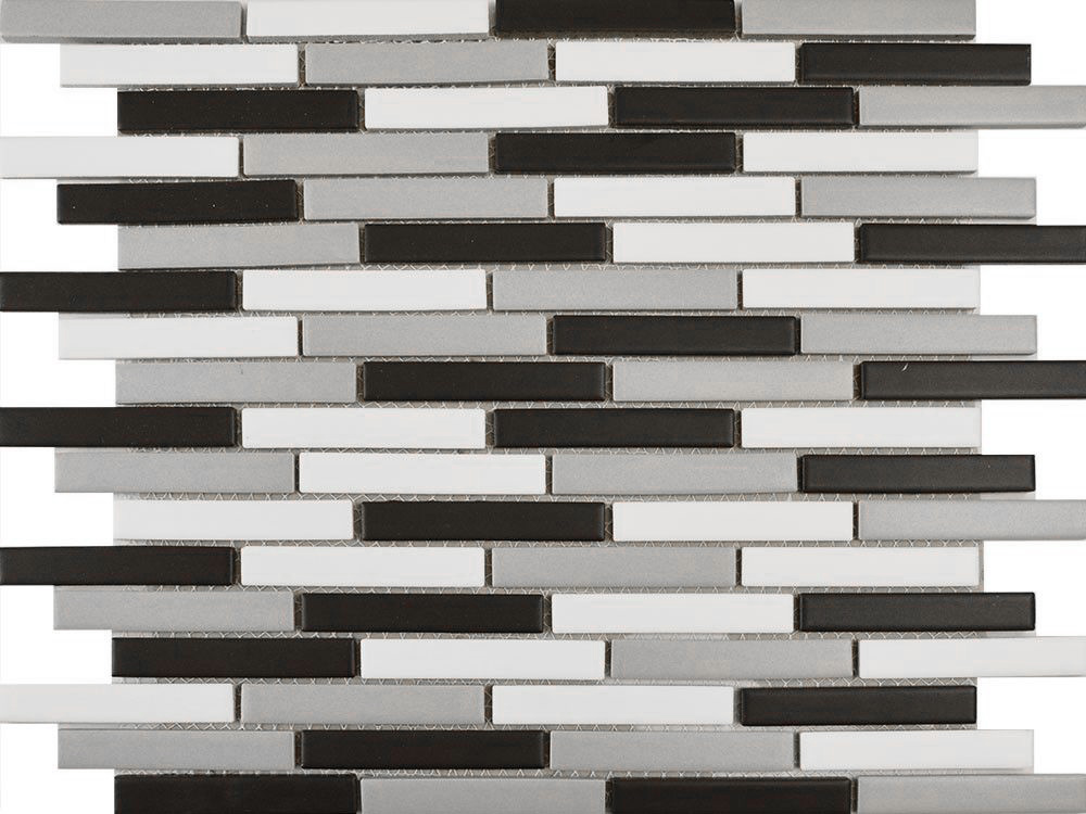 Matt Grey Blend Long Brick Mosaic Tiles
