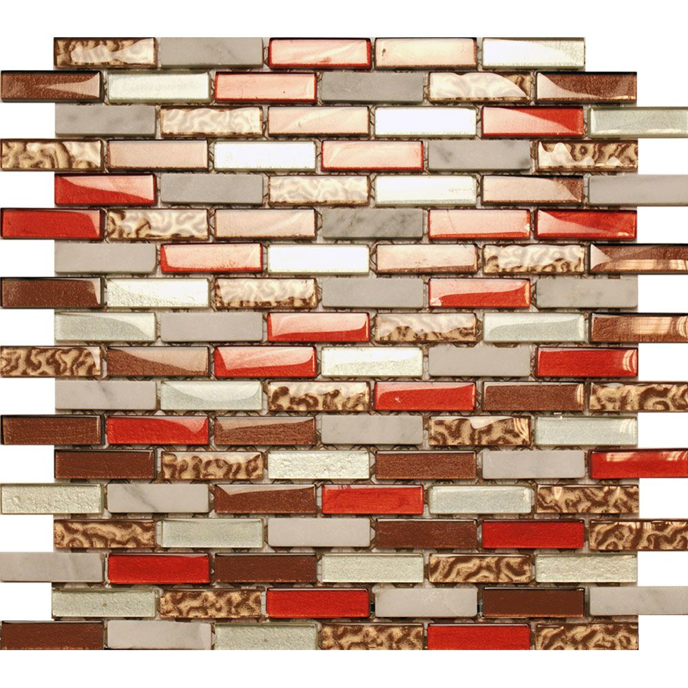 Copper Bronze Brick Bond Mosaic Tiles