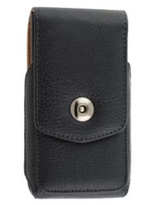 Textured Synthetic Leather Vertical Belt Pouch with Buckle - Mobile Only