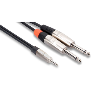 Hosa HMP-006Y REAN 3.5mm TRS to Dual 1/4" TS Pro Stereo Breakout Cable (6ft)