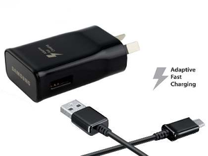 Genuine Samsung 15W/10W Adaptive Fast Charger with USB-C to USB-A cable - Black