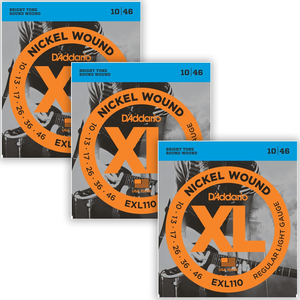 D'Addario EXL110-3D Nickel Wound Electric Guitar Strings 3-PACK - Regular Light (10-46)