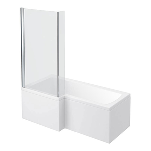 Milan Shower Bath - 1600mm L Shaped with Screen + Panel Left Hand Option