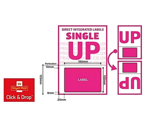 Royal Mail Click and Drop Labels - Single Style UP - 100 Sheets