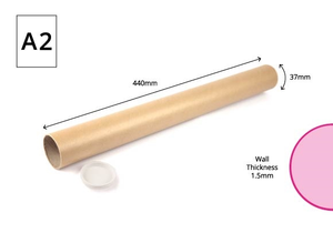 440 x 37mm - A2 Narrow Postal Tubes - 10 Tubes