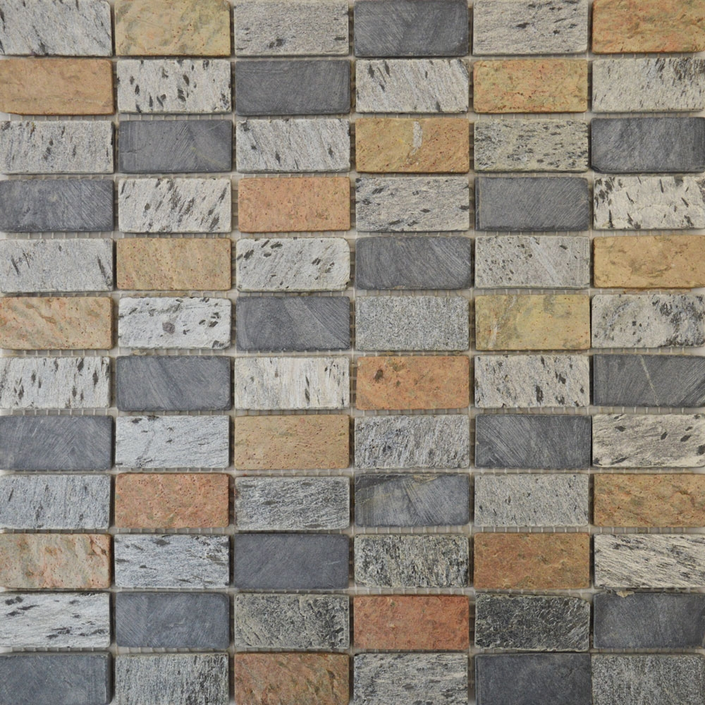 Copper & Pewter Brick Mosaic Tiles