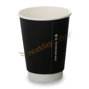 12oz Double Wall Cups - Matt Black (100)