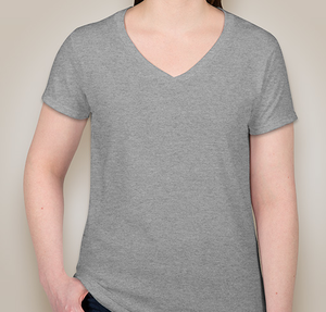 Gildan Women's 100% Cotton V-Neck T-shirt - Sports Grey