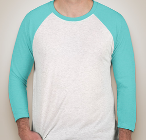 Next Level Tri-Blend Raglan T-shirt - Tahiti Blue / Heather White