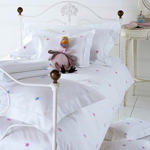 Starry Blue Star On White Duvet Cover Single 