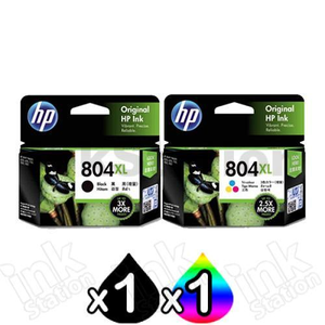 2 Pack HP 804XL Genuine High Yield Inkjet Cartridges T6N12AA + T6N11AA [1BK,1CL]