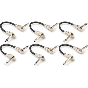 Hosa IRG 100.5 Low-Profile Right-Angle to Same Guitar Patch Cable (6in / 6-Pack)