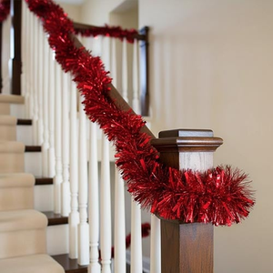 Shiny Red Thick and Thin Christmas Tinsel 2m