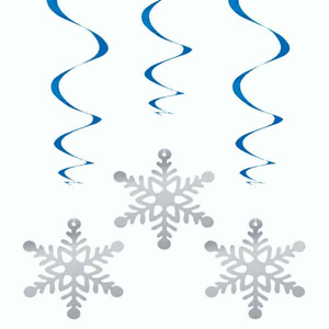 Snowflakes Christmas Hanging Swirl Decorations - Pack of 3