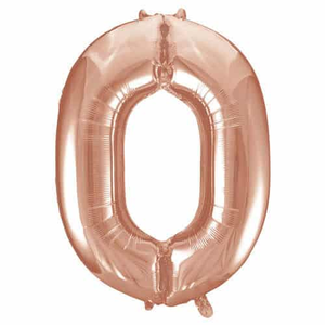 Rose Gold Number 0 Helium Foil Giant Balloon 86cm / 34 in