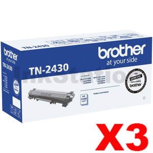 3 x Genuine Brother TN-2430 Toner Cartridge - 1,200 pages