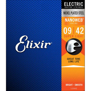 Elixir 12002 Electric Guitar Nickel Plated Steel w/ Nanoweb Coating - Super Light (9-42)
