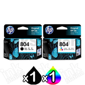 2 Pack HP 804 Genuine Inkjet Cartridges T6N10AA + T6N09AA [1BK,1CL]