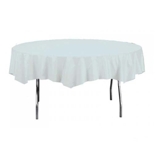 White Round Plastic Tablecover 2.13m