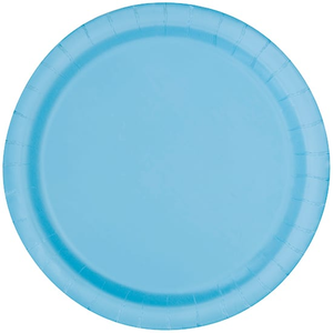 Powder Blue Round Paper Plates 22cm - Pack of 16
