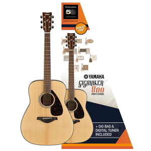 Yamaha Gigmaker 800M Solid-Top Acoustic Guitar Pack (Matte) inc Gig Bag & Tuner