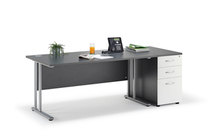Graphite Grey Cantilever Office Desk with Desk High Pedestal Bundle