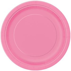 Hot Pink Round Paper Plates 22cm - Pack of 16