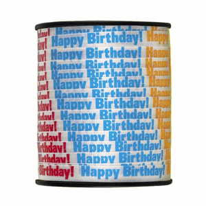 White Happy Birthday Printed Curling Ribbon - 75 yd / 68.5m