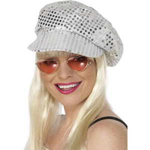 Silver Dazzle Dot Disco Hat Fancy Dress Accessory