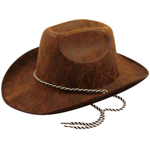 Leather Look Brown Felt Adults Cowboy Hat