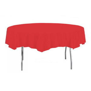 Red Round Plastic Tablecover 2.13m