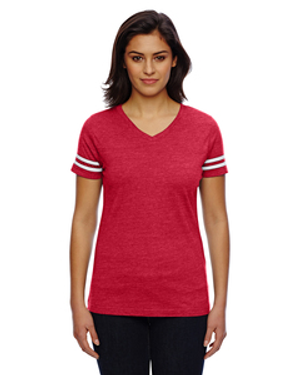 LAT 3537 Women's Football V-Neck Fine Jersey Tee