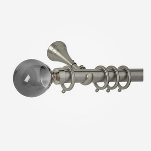 28mm Neo Premium Stainless Steel Plain Smoked Ball Curtain Pole