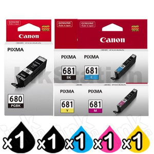 5 Pack Canon PGI-680 CLI-681 Genuine Inkjet Cartridges Combo [1BK,1PBK,1C,1M,1Y]