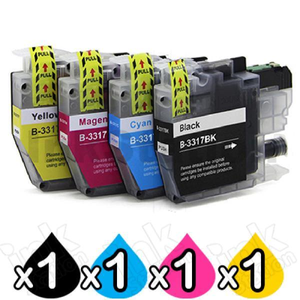4 Pack Compatible Brother LC-3317 Ink Cartridges Combo [1BK, 1C, 1M, 1Y]