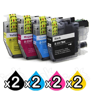 8 Pack Compatible Brother LC-3317 Ink Cartridges Combo [2BK, 2C, 2M, 2Y]