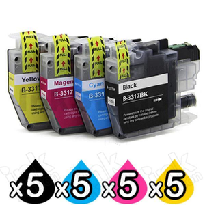 20 Pack Compatible Brother LC-3317 Ink Cartridges Combo [5BK, 5C, 5M, 5Y]