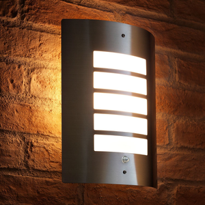 Auraglow Dusk Till Dawn Daylight Sensor Outdoor Wall Light - WHARTON - Silver