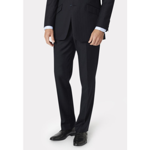 Regular Fit Dawlish Navy Herringbone Wool Suit Trousers
