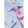 Regular Fit Double Cuff Blue Poplin Cotton Shirt