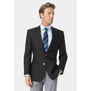 Regular Fit Henley Black Wool Blend Blazer