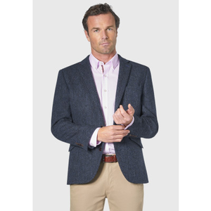 Tailored Fit Stranraer Navy Herringbone Harris TweedÂ® Jacket