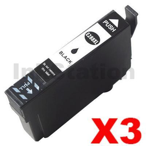 3 x Compatible for Epson 288XL (C13T306192) Black High Yield Inkjet Cartridges