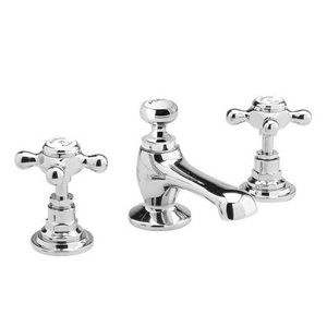 Hudson Reed Topaz 3 Tap Hole Basin Mixer w/ Pop-Up Waste - Chrome