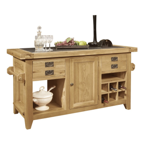Provence Solid Oak Large Granite Top Kitchen Island Unit