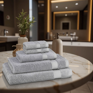 5 Piece 700GSM Bamboo Towel Set - 2 Face Cloths, 1 Hand Towel, 1 Bath Towel, 1 Bath Sheet