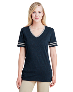 Jerzees 602WVR Ladies' 4.5 oz. TRI-BLEND Varsity V-Neck T-Shirt