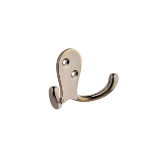 Double Robe Hook - Wide - Antique Brass - Wall/Door Mountable - Decohooks