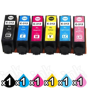 6 Pack Compatible for Epson 312XL High Yield Inkjet Cartridge Combo [1BK,1C,1M,1Y,1LC,1LM]