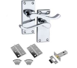 Victorian Scroll Lever Door Handle Pack - Polished Chrome - Handles/Hinges/Latch/Fixings - Designer Levers